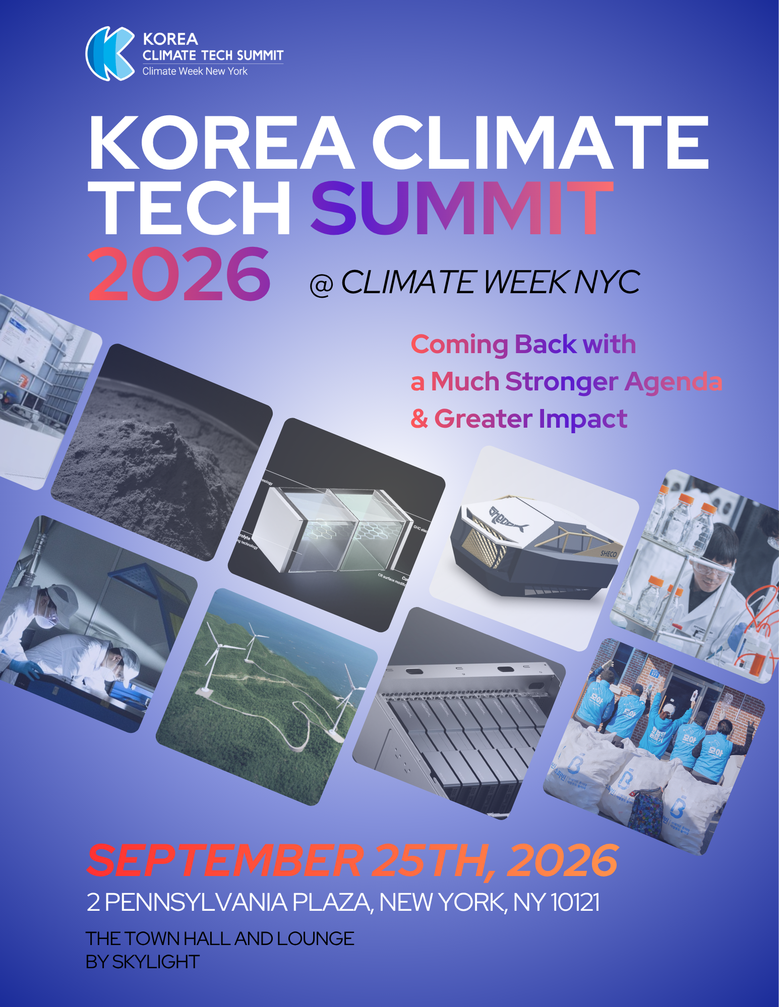 Korea Climate Tech Summit 2026 at Climate Week NYC, September 25 at Penn 2 in New York
